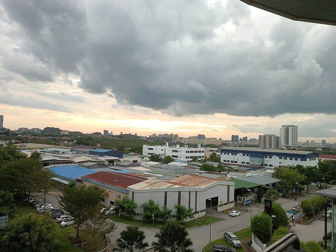 Industrial-area skyline in Bandar Kinrara, Puchong — surrounding-area context only